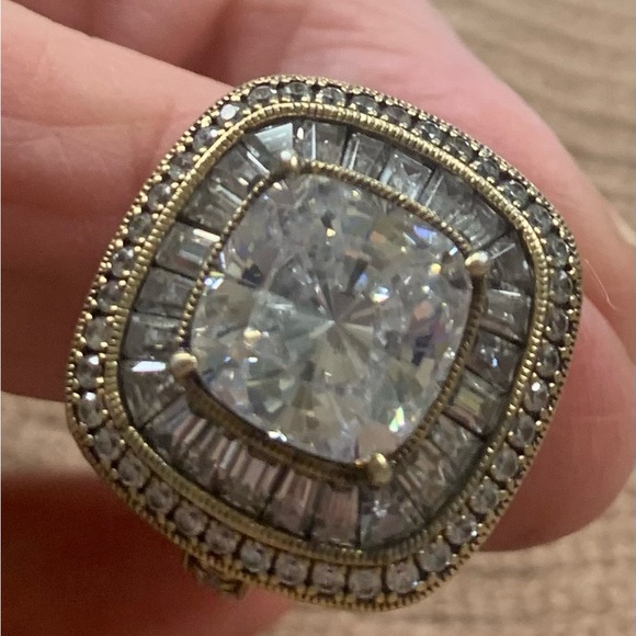 Gorgeous 3K CZ/Baguette/Round Gold over SS Ring - Picture 7 of 15